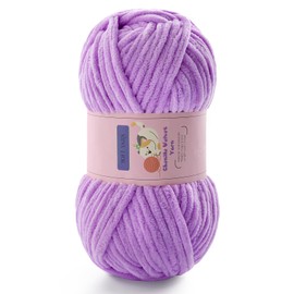 Chunky Yarn for Crocheting - Chenille Yarn for Knitting - Bulky Blanket Yarn for Crocheting Blankets/Amigurumi/Craft/Hat/Shoes, Plush Fluffy Soft Yarn 71 yds/3.5 oz Each Skein(Light Purple)