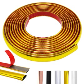 Gold Peel and Stick Trim Molding, 10Ft Premium Wall Ceiling Floor Cabinet Tile Edge Moulding, Flexible Quarter Round Molding Self Adhesive