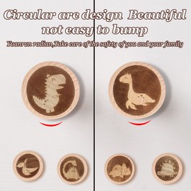 Powerful 6-Pack Dinosaur Handles,Wooden Animal Drawer Knobs - Perfect for Kids Dresser Knobs, Nursery Room Decor, Unique Cartoon Wood Cabinet Handles - 40MM/1.57" with 6 Pcs Screws