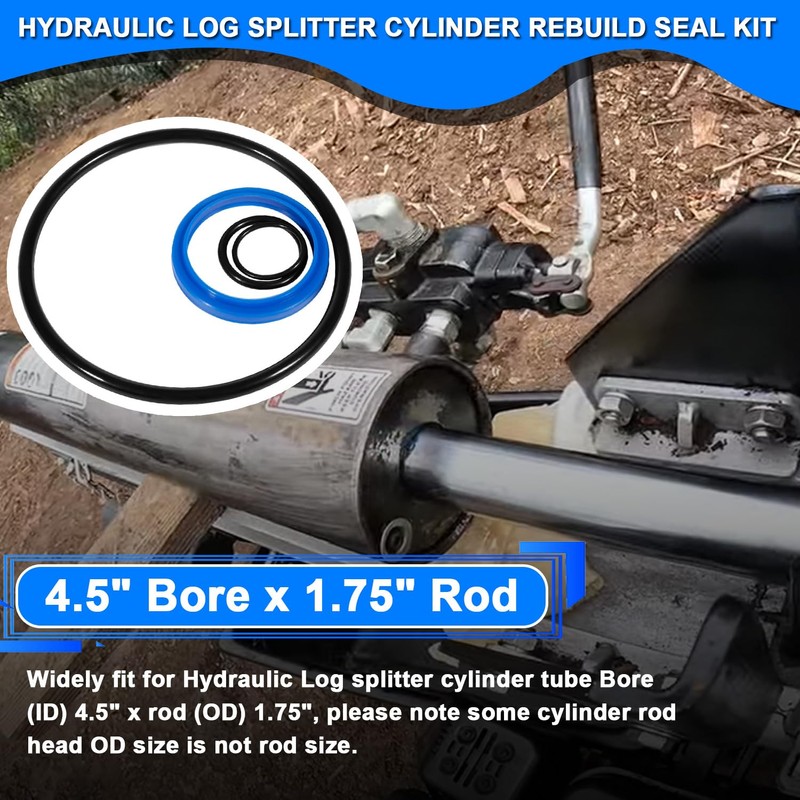 Hydraulic Log Splitter Cylinder Rebuild Seal Kit Suitable for 4.5"