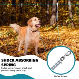 PAWCHIE Heavy Duty Dog Tie Out Trolley System, Dog Run Cable Lead 100ft with 20ft Pulley Runner Line for Small Medium and Large Dogs Up to 250lbs Running Outside Yard, Backyard, Camping, Blue