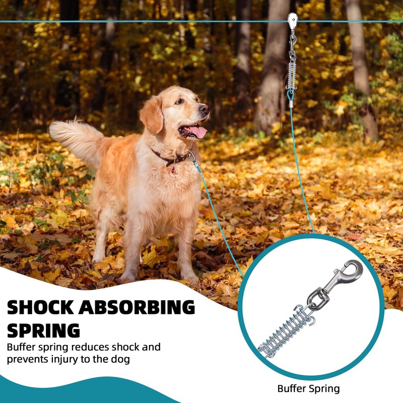 PAWCHIE Heavy Duty Dog Tie Out Trolley System, Dog Run