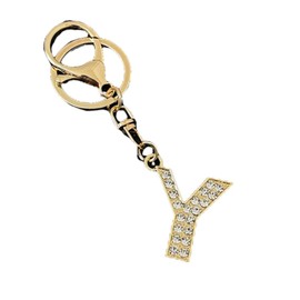 [Rigral] Initial Key Chain Bag Charm Alphabet Key Ring Carabiner Glitter, Y