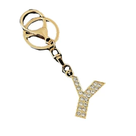 [Rigral] Initial Key Chain Bag Charm Alphabet Key Ring Carabiner Glitter, Y