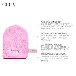 GLOV On-the-go Cozy Rosie - guante desmaquillante solo con agua para todo tipo de piel, reutilizable, color rosa