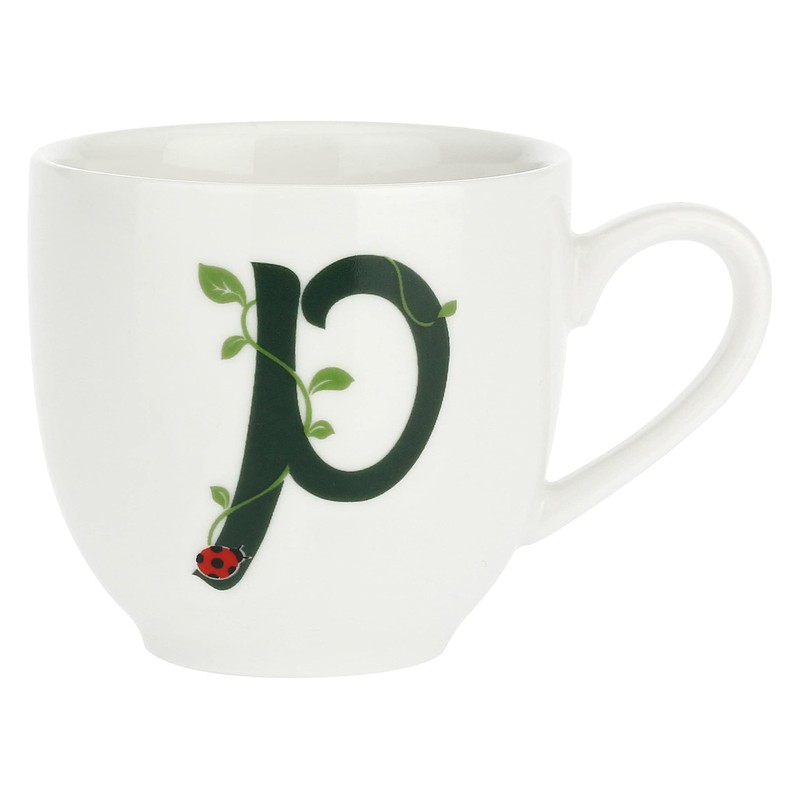 Porcellana Solotua Coffee Cup with Saucer Letter 'P' 3 Oz
