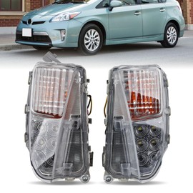 Fog Light Assembly Compatible with 2012-2015 Toyota Prius 4-Door, Front Bumper DRL & Turn Signal Lamps Kit with Clear Lenses, Left & Right, Replaces OE 8151147060 8152147060