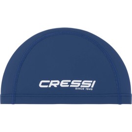 CRESSI Senna Swim Cap Pu Coated Blue/White - Adult Swimming Cap Made of Soft Fabric with PU Coating, Blue/White, One Size