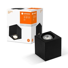 LEDVANCE Spot Surface Square Ceiling Spotlight, Black, with GU10 Socket, Can be Fitted with Simple or Smart Lamp, Flexible Beam Angle, Protection Class IP20, High-Quality Housing