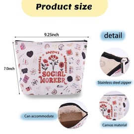 Social Worker Gifts Women Makeup Cosmetic Bag Pouch for Women Social Workers Volunteer Retirement Appreciation Birthday Gifts for Coworkers Volunteers Make up Zipper Bags
