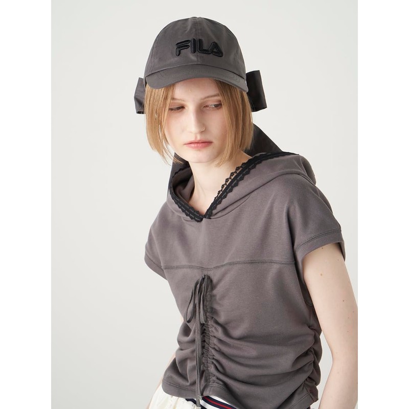 Fur RWGH254502 Women's Big Ribbon Cap, CGRY, Free size