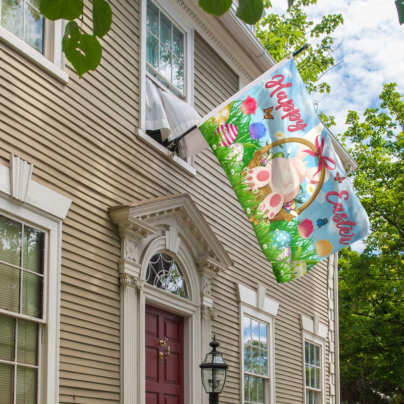 Happy Easter Bunny Flag 3x5 Ft Easter Eggs Rabbits Flowers