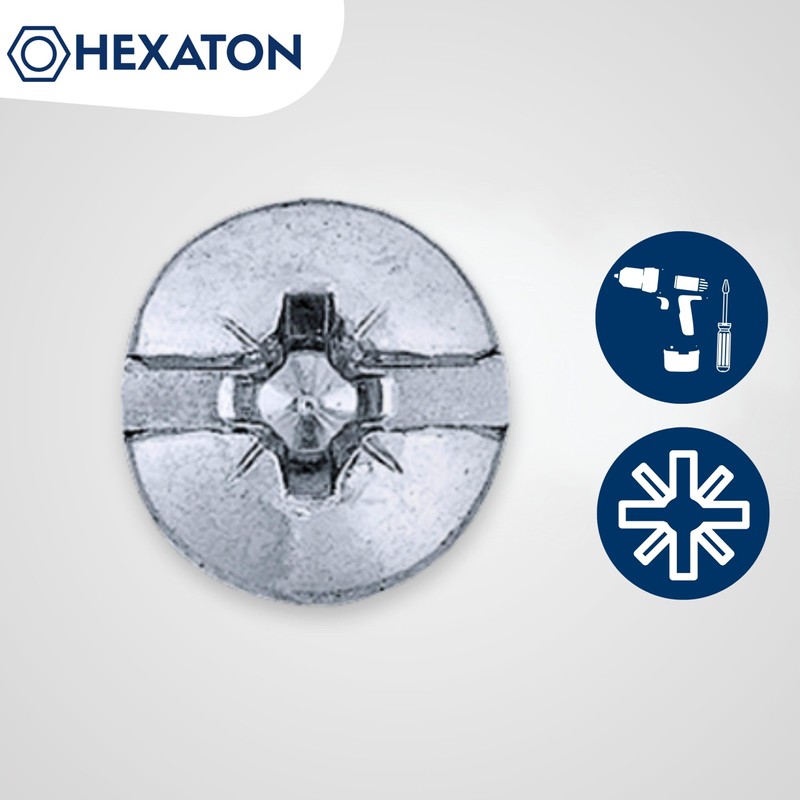 HEXATON Euro Screws with Round Head - 6.3 x 16