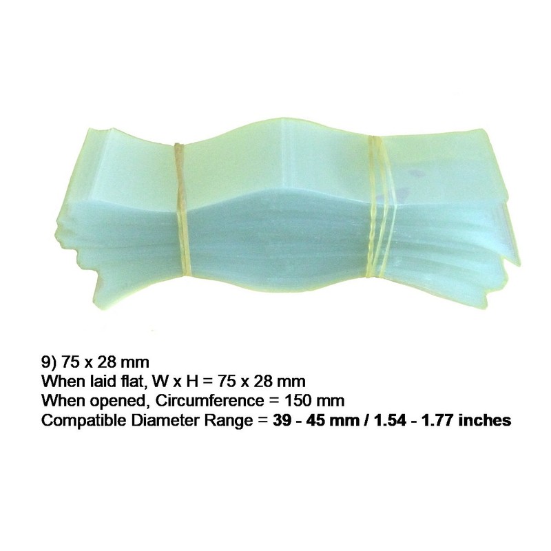 9) 75 x 28 mm Clear Plastic PERFORATED Shrink Band