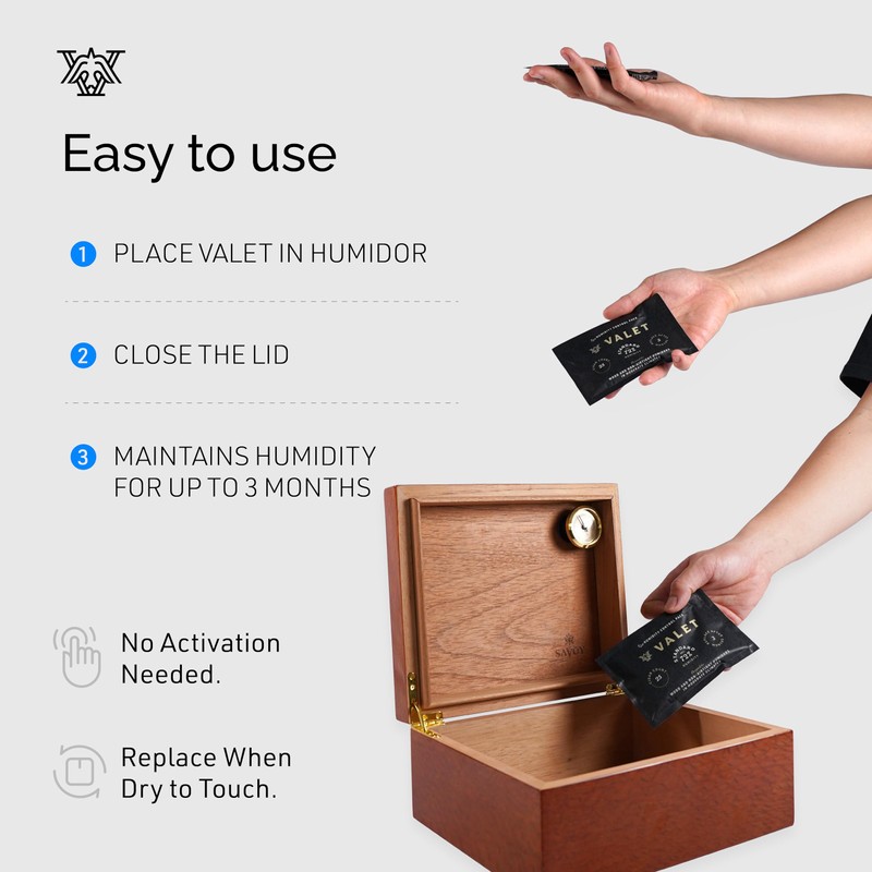Valet 72% Two-Way Humidity Packs for Wood Containers, 12-Pack, 60g
