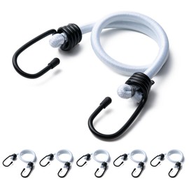 Aegero 18inch Bungee Cords with Hooks,6Pcs Heavy Duty Extra Strong Outdoor Elastic Rope,Multi-Purpose Elastic Bungee Straps for Luggage,Camping,Tarps,Bike Rack,Outdoor Tent,Weatherproof（White）
