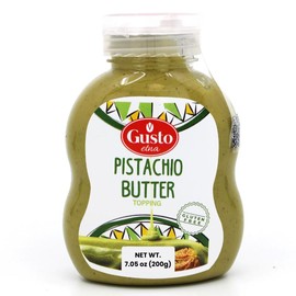 GUSTO ETNA Pistachio Cream/Butter, Squeeze Botttle 200 g (7.05 oz), Sicilian Pistachio Cream, Ideal for coffee, desserts, Pancakes, gelato, tostadas and more, Product of Italy