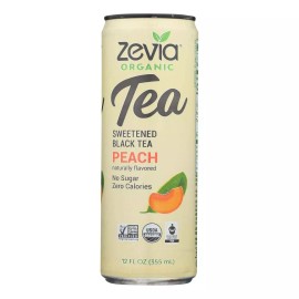 Zevia  Zero Calorie Organic Sweetened Tea Black Peach  12 Fl Oz