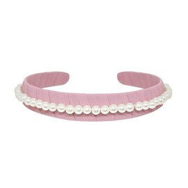 Ettika Headband for Women | Hair Accessory | Classic Pearl Headband in White and Light Pink | Fabric Hair Accessories
