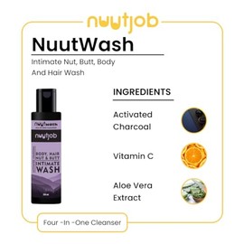 Jabón íntimo todo en uno con carbón activado Nuutwash de 6,7 onzas líquidas | Jabón íntimo para el cuerpo, el cabello, los glúteos y las nueces