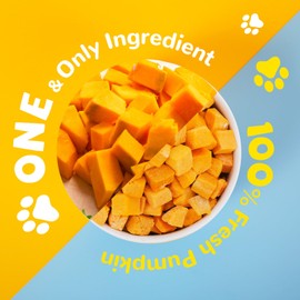 PAWUP Freeze-Dried Pumpkin Treats for Dogs & Cats – High Fiber, Single Ingredient Natural Snacks for Digestion & Gut Health, Healthy Food Toppers, 1.58 oz