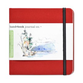 Travelogue Square Drawing Book, 5.5" x 5.5" Artist Journal - 128 Sheets Buff Paper, Vermilion Red Cover