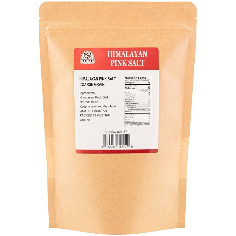 52USA 52USA Himalayan Pink Salt Coarse, Pink Himalayan Sea Salt,