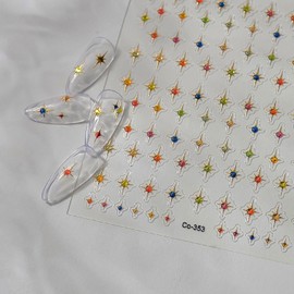 Star Nail Art Stickers Decals 5D Colorful Star Nail Stickers Embossed Nails Design Self-Adhesive for Women DIY Manicure Nails Art Decorations