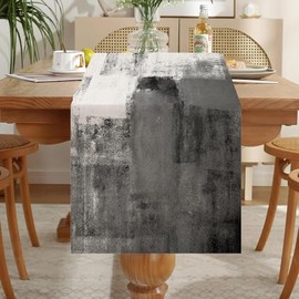 LOZULO Table Runner Modern Grey Runner Table Boho Linen Table Runner Washable Country House Style Table Runner Party Table Decoration Outdoor Weatherproof Table Runner 40 x 140 cm for Coffee Table