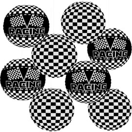 Riakrum 8 Pack Race Car Birthday Party Decorations Black and White Checkered Paper Lanterns 12 Inches Racing Car Themed Hanging Round Paper Lanterns for Birthday Wedding Baby Shower Party Supplies