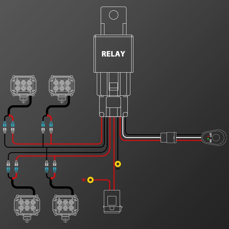RIGIDON Wiring Harness Additional Headlight Cable Set Relay Adapter for