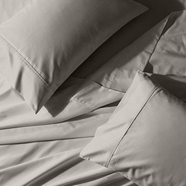 Royal Tradition Solid 300-Thread-Count, 100-Percent Cotton Percale Queen Bed Sheets Set, Grey