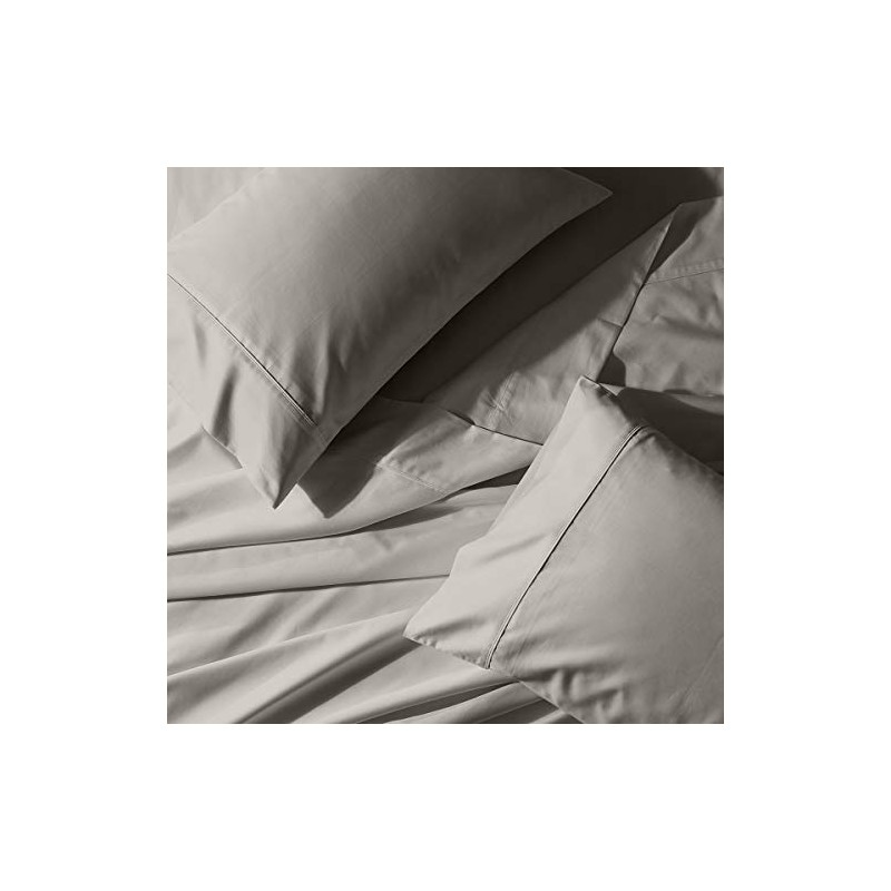 Royal Tradition Solid 300-Thread-Count, 100-Percent Cotton Percale Queen Bed Sheets