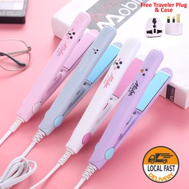 LOCAL STOCK Mini Hair Straightener and Hair Curler with Box Cover and UK Plug Adaptor