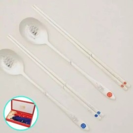 Goldsmsile [골드스마일]국산 수저세트 거북 백동 은수저 2벌 선물세트 구정선물 [Gold Smile] Korean-made Spoon Set, Turtle-shaped Baekdong Silver Spoon 2 sets, Gift Set for Lunar New Year