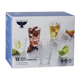 Ravenhead 0042.509 Essentials Jewel Assorted Tumbler 12 Piece Set Including 38cl Hiball 6 x 27cl Mixer Glasses