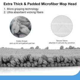 Homgif Microfibre Mop Pads, Enlarged Thickened Mop Cleaning Pads, 17.3 x 7.4 Inch Microfibre Mop Cover, Washable Floor Mop Replacement Cover for Home Kitchen Wiper Floor Cleaning