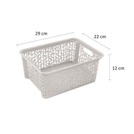 BranQ – Home essential Universal, multifunctional, adjustable storage basket in bamboo design, BPA-free plastic, size M - 5.4 litres, 1 piece, cream