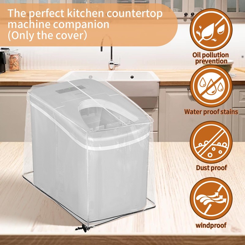 Ice Maker Cover,PVC Ice Machine Dustproof Cover,Waterproof Shield for Countertop