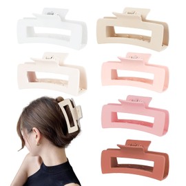 Ptrin Hair Claw Clips for Women and Girls,6 Pack Ergonomic Curved Hair's Claw Clip for Thick Thin Curly Hair, Strong Hold(Macron color)