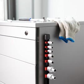 Navaris Magnetic Socket Holder (36 cm Long) for 16 x Socket Spanner 3/8 inch, 1/2 inch, 1/4 inch – Individual Arrangement of Sockets Possible