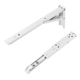 ANCLLO 2 Pack Folding Shelf Brackets 8 Inch Heavy Duty Metal Collapsible Shelf Bracket Wall Mounted DIY Triangle Brackets for Table Work Bench-White