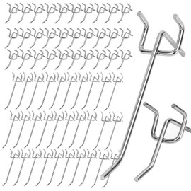 Pack of 60 Pegboard Hooks, Perforated Wall Accessories Hooks, Tool Wall Hooks, Perforated Wall Hooks, Metal Hooks, Steel Pegboard Hooks, for Display Board, Supermarket Shelves, DIY Stores, Shelf,