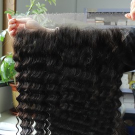 BEEOS Deep Wave 13x6 SKINLIKE Real HD Lace Frontal, 0.10mm Ultra-thin Invisible Lace Pre-Plucked Bleached Knots Human Hair 16 Inch