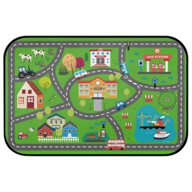 Kids Car Road Play Rug - Town City Map Track Soft Non-Slip 2x3 Carpet Traffic Mat Washable Playroom Bedroom Boys Nursery Educational Area Rug Entrance Mats Playroom Classroom Decor (24"x 36")