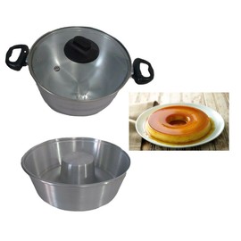 Cocina Criolla Flanera Baño Maria Flan Mold 8.6 in. Aluminum Double Flan Boiler