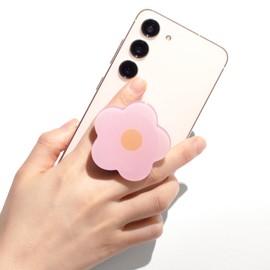 OnTheGrip Cute Solid Color Daisy Flower Design Collapsible Mobile Phone Grip Stand Holder for Smartphone Tablet Cell Phone Accessory (Pink)