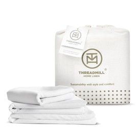 Threadmill Rayon Bamboo Twin Sheets for Twin Size Bed, 3 Piece Cooling Bed Sheets Set Hotel White - Silky Soft, Lightweight, Breathable - 15 Inch Deep Pocket -Moisture Wicking