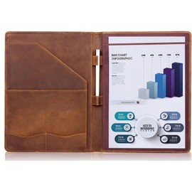 Jack&Chris Leather Portfolio, A4 Document Folder Legal Pad Padfolio, Professional Writing Letter Notepad Clipboard Sleeve Organizer, Resume Folio Binder for Men&Women,JC1823