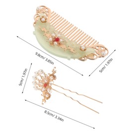 Beavorty 3pcs Chinese Hair Accessories Set with Shaped Acetate Comb and Metal Hairpins Intricate Carved Headdress for Hanfu Performers Secure Hold for Traditional Hairstyles and Themed